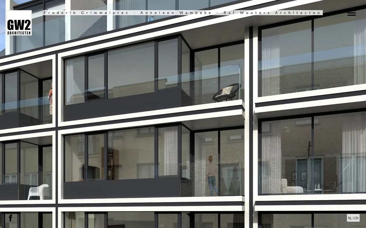 Screenshot van de website van GW2 Architecten